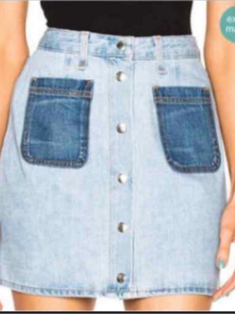 Rag & Bone denim Santa cruise mini skirt contrast pocket - Picture 2 of 5